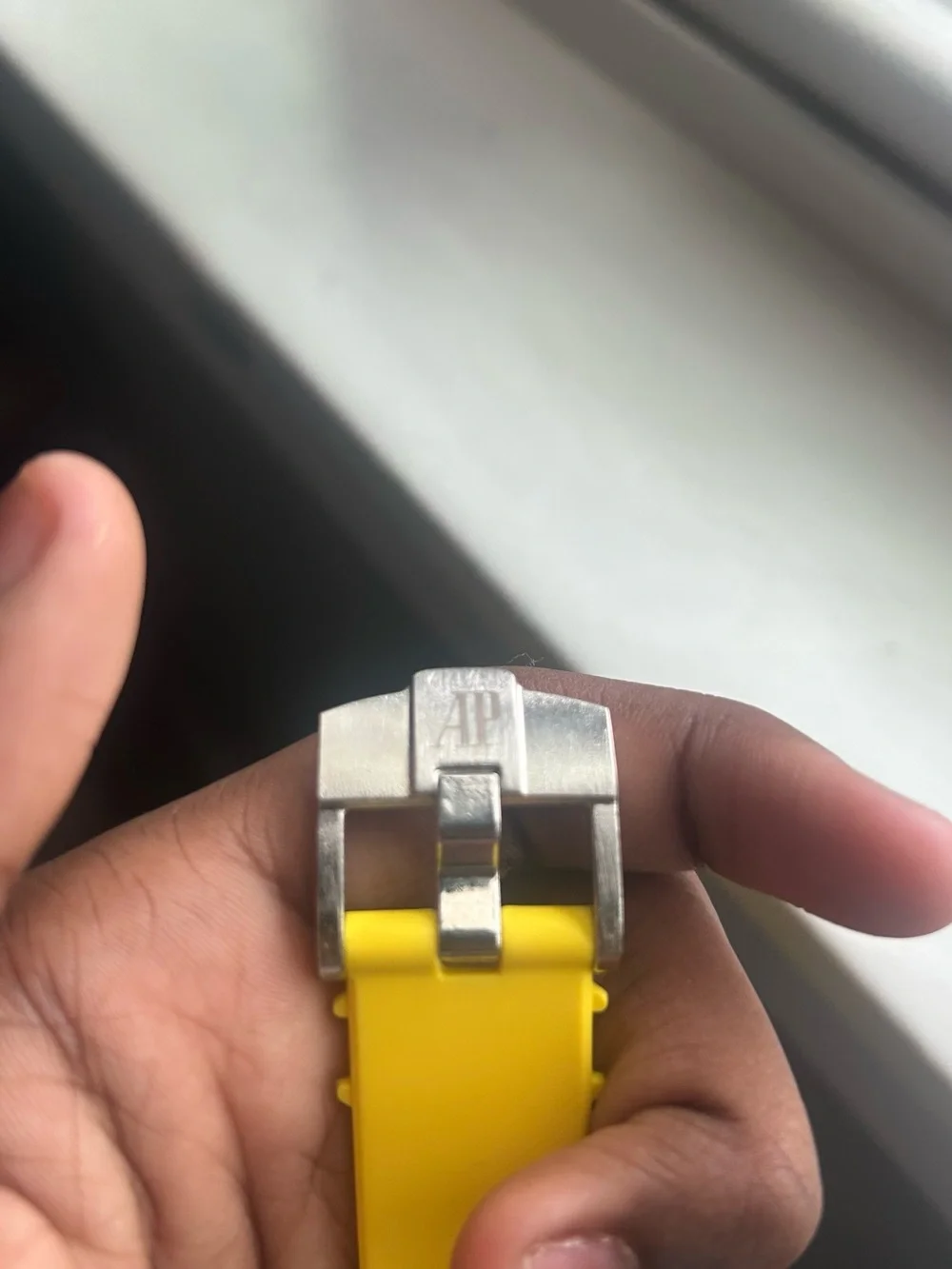 Stainless Watch with Bright Yellow Silicone Strap